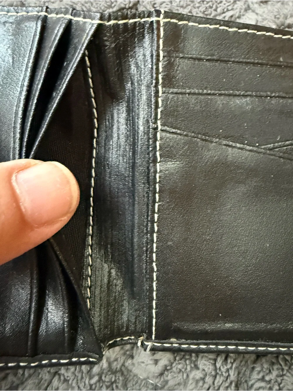 Relic Black Wallet with White Contrast Stitching-faux pebbled leather